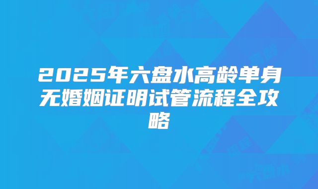 2025年六盘水高龄单身无婚姻证明试管流程全攻略