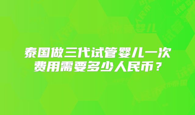 泰国做三代试管婴儿一次费用需要多少人民币?
