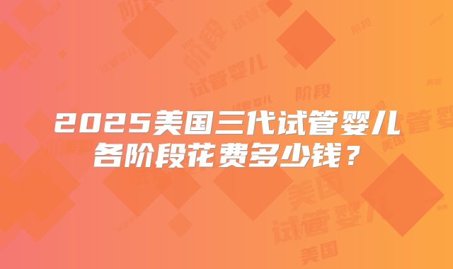 2025美国三代试管婴儿各阶段花费多少钱？