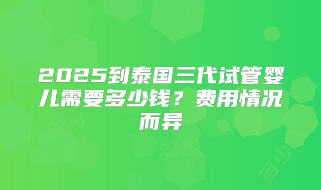 2025到泰国三代试管婴儿需要多少钱?费用情况而异