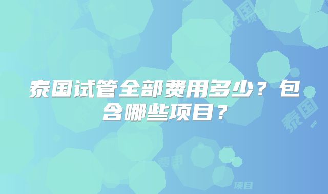 泰国试管全部费用多少？包含哪些项目？