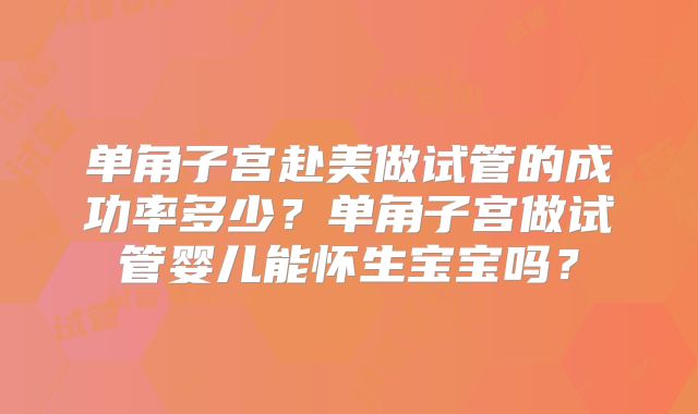 单角子宫赴美做试管的成功率多少?单角子宫做试管婴儿能怀生宝宝吗?