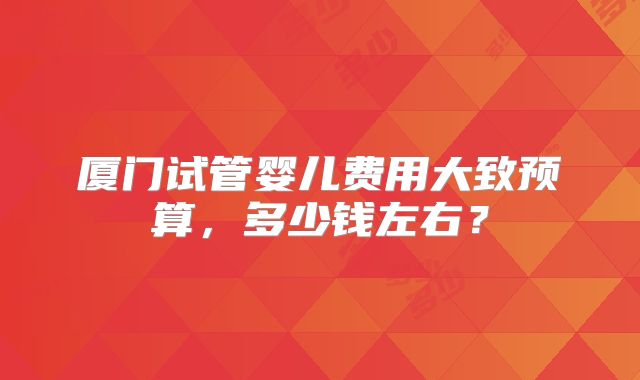 厦门试管婴儿费用大致预算,多少钱左右?