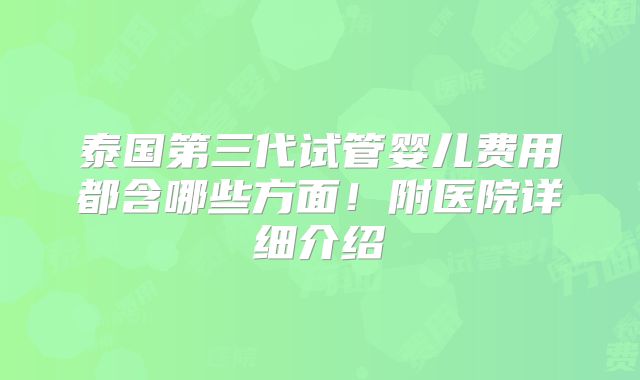 泰国第三代试管婴儿费用都含哪些方面！附医院详细介绍