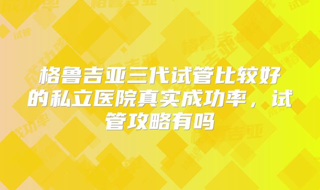 格鲁吉亚三代试管比较好的私立医院真实成功率,试管攻略有吗