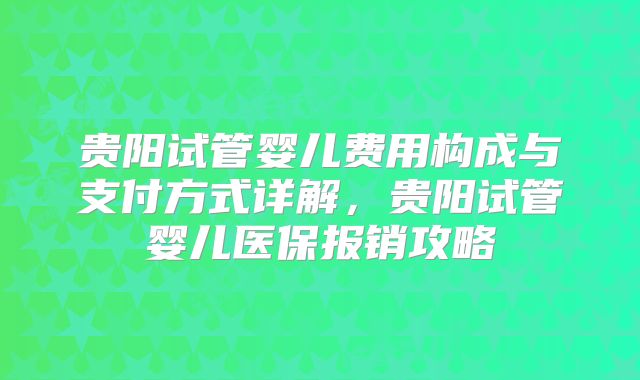 贵阳试管婴儿费用构成与支付方式详解,贵阳试管婴儿医保报销攻略