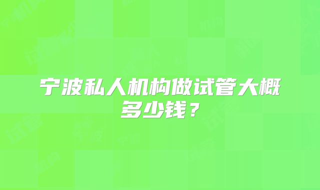 宁波私人机构做试管大概多少钱？