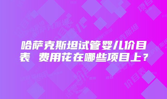 哈萨克斯坦试管婴儿价目表 费用花在哪些项目上?