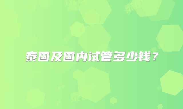 泰国及国内试管多少钱?