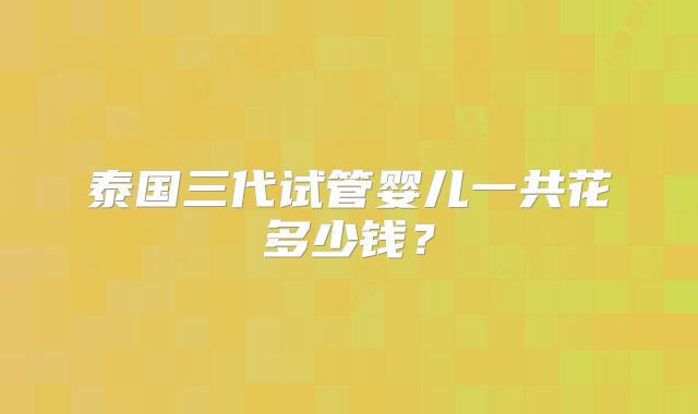 泰国三代试管婴儿一共花多少钱?