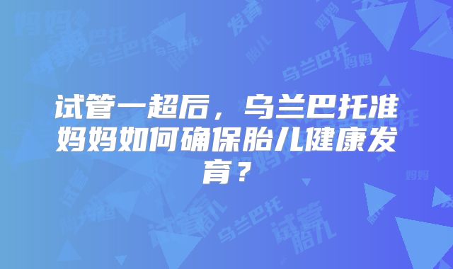 试管一超后，乌兰巴托准妈妈如何确保胎儿健康发育？