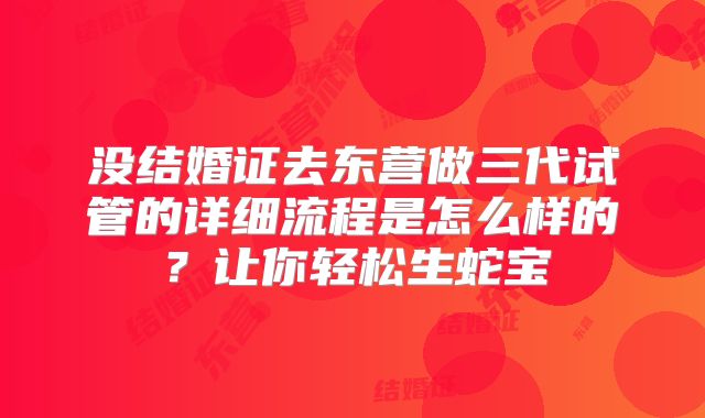 没结婚证去东营做三代试管的详细流程是怎么样的?让你轻松生蛇宝
