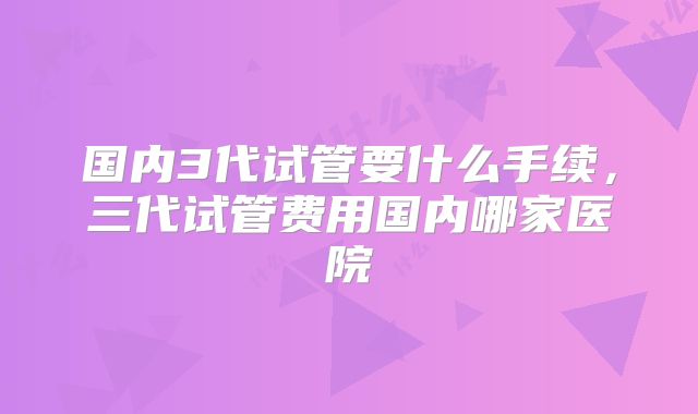 国内3代试管要什么手续,三代试管费用国内哪家医院