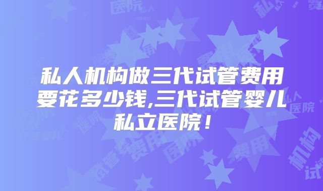 私人机构做三代试管费用要花多少钱,三代试管婴儿私立医院!