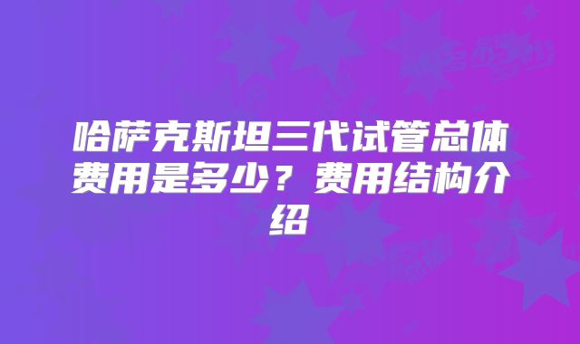 哈萨克斯坦三代试管总体费用是多少?费用结构介绍