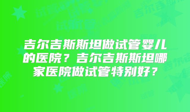 吉尔吉斯斯坦做试管婴儿的医院？吉尔吉斯斯坦哪家医院做试管特别好？
