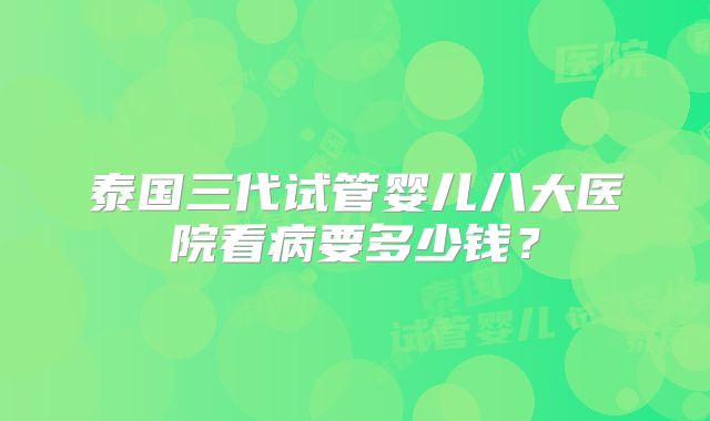 泰国三代试管婴儿八大医院看病要多少钱?