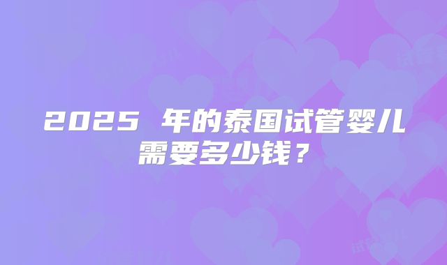 2025 年的泰国试管婴儿需要多少钱？