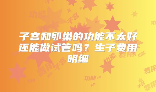 子宫和卵巢的功能不太好还能做试管吗?生子费用明细