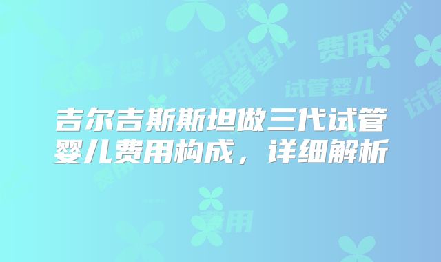 吉尔吉斯斯坦做三代试管婴儿费用构成,详细解析