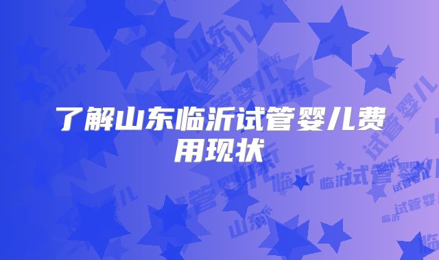 了解山东临沂试管婴儿费用现状