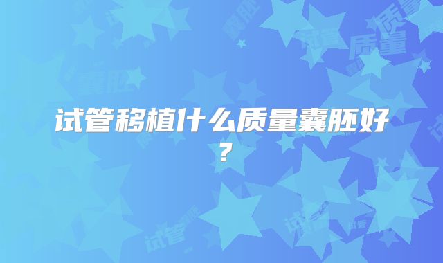 试管移植什么质量囊胚好?