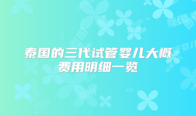泰国的三代试管婴儿大概费用明细一览