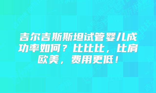 吉尔吉斯斯坦试管婴儿成功率如何?比比比,比肩欧美,费用更低!