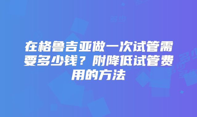 在格鲁吉亚做一次试管需要多少钱？附降低试管费用的方法