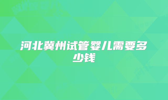 河北冀州试管婴儿需要多少钱