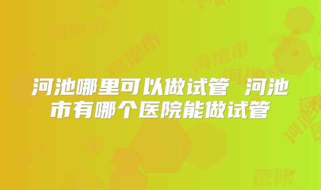 河池哪里可以做试管 河池市有哪个医院能做试管
