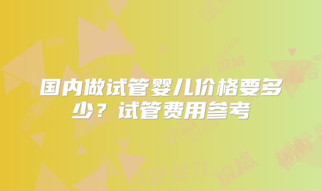 国内做试管婴儿价格要多少?试管费用参考