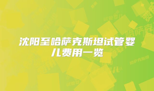 沈阳至哈萨克斯坦试管婴儿费用一览