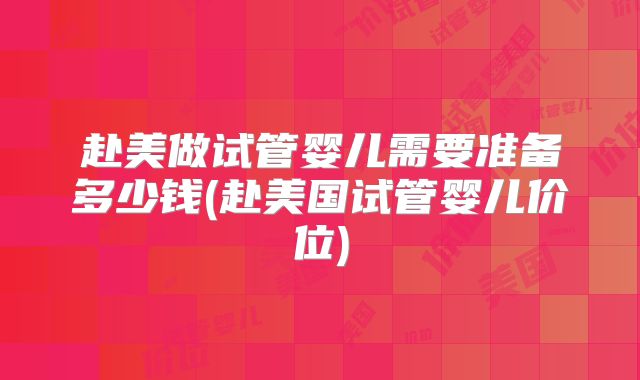 赴美做试管婴儿需要准备多少钱(赴美国试管婴儿价位)