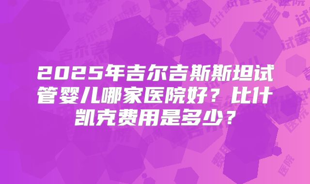 2025年吉尔吉斯斯坦试管婴儿哪家医院好？比什凯克费用是多少？