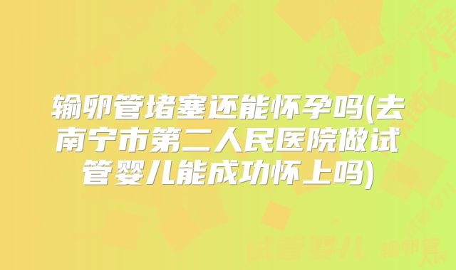 输卵管堵塞还能怀孕吗(去南宁市第二人民医院做试管婴儿能成功怀上吗)