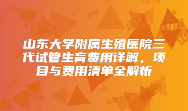 山东大学附属生殖医院三代试管生育费用详解,项目与费用清单全解析