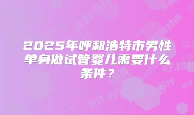 2025年呼和浩特市男性单身做试管婴儿需要什么条件？