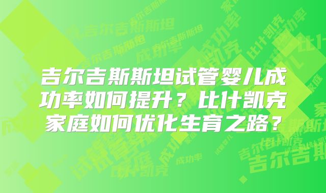 吉尔吉斯斯坦试管婴儿成功率如何提升?比什凯克家庭如何优化生育之路?