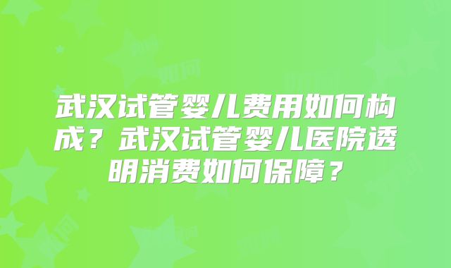 武汉试管婴儿费用如何构成？武汉试管婴儿医院透明消费如何保障？