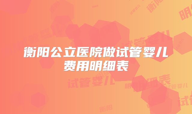 衡阳公立医院做试管婴儿费用明细表