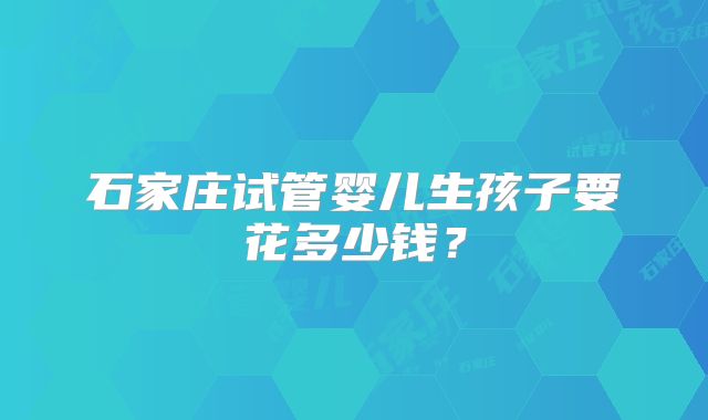 石家庄试管婴儿生孩子要花多少钱?