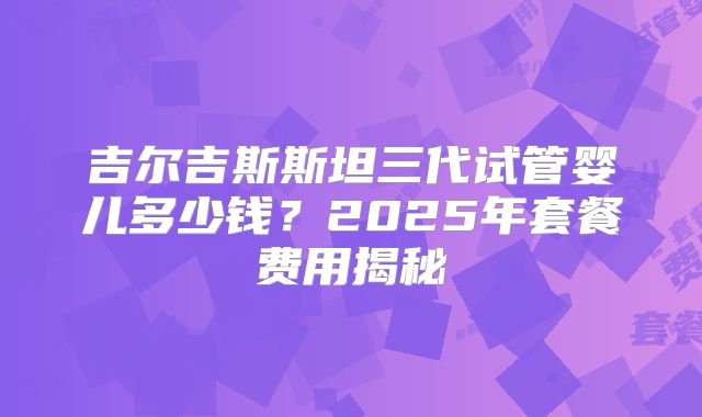 吉尔吉斯斯坦三代试管婴儿多少钱?2025年套餐费用揭秘