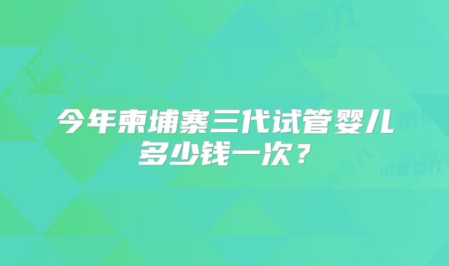 今年柬埔寨三代试管婴儿多少钱一次？