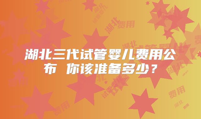 湖北三代试管婴儿费用公布 你该准备多少?