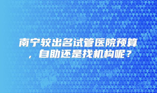 南宁较出名试管医院预算,自助还是找机构呢?