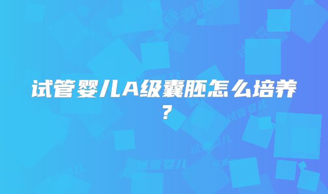 试管婴儿A级囊胚怎么培养？