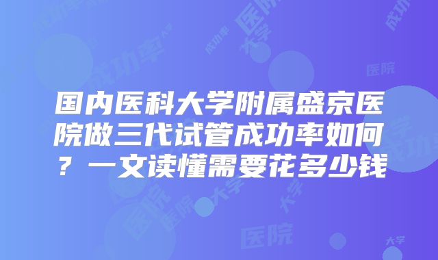 国内医科大学附属盛京医院做三代试管成功率如何?一文读懂需要花多少钱