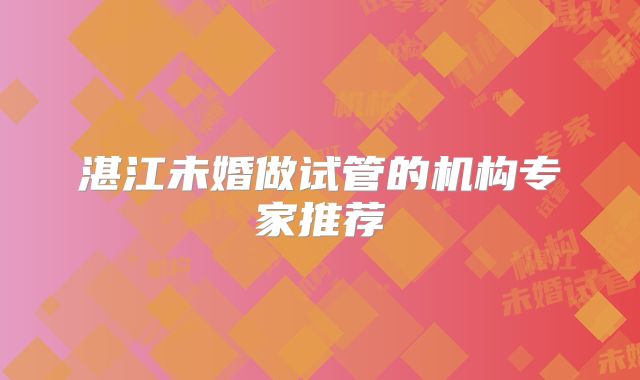 湛江未婚做试管的机构专家推荐