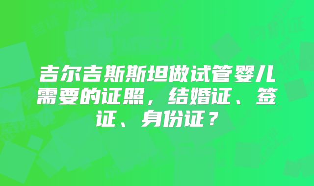 吉尔吉斯斯坦做试管婴儿需要的证照,结婚证、签证、身份证?